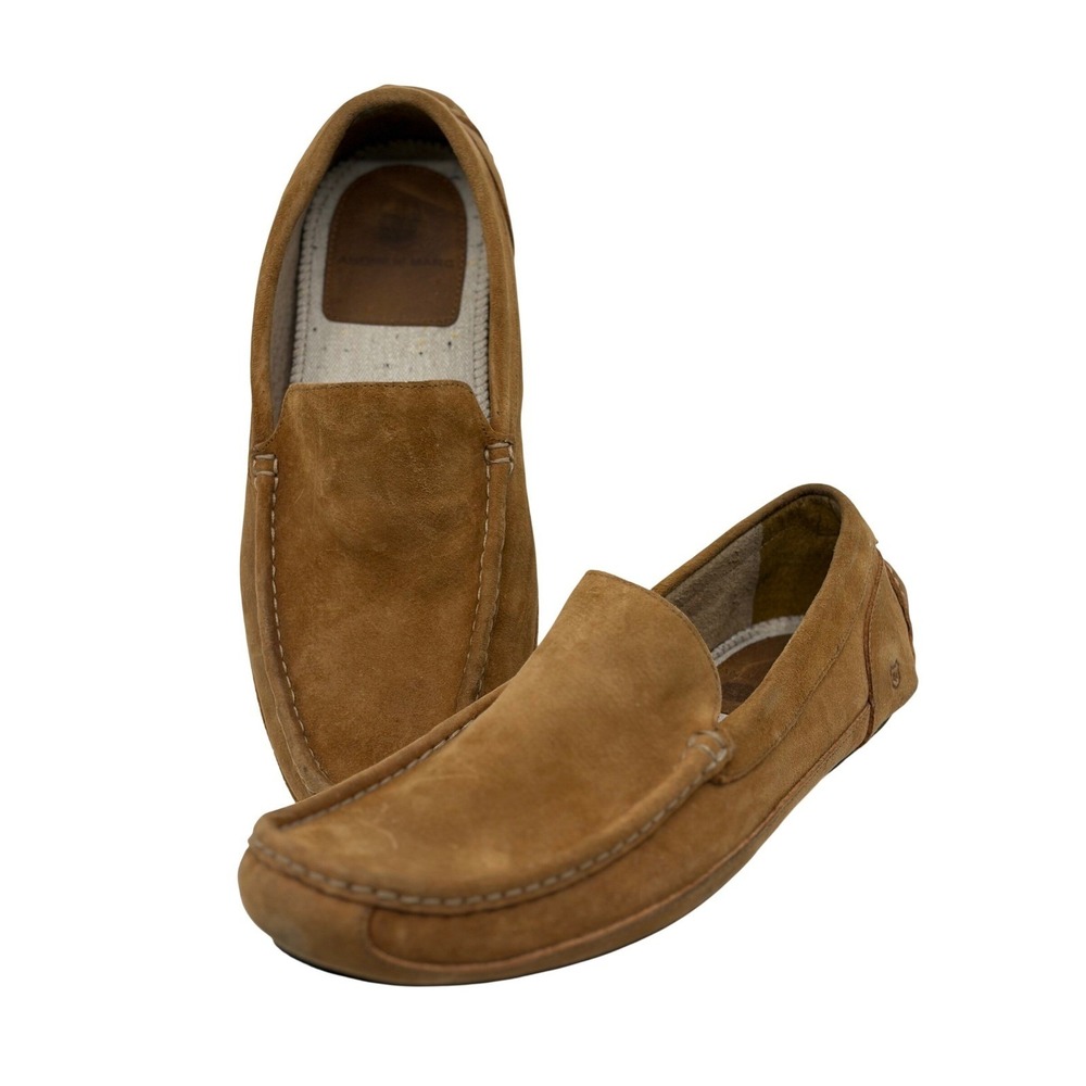 Andrew Marc Mens Tan Suede Driving Loafers Slip On Moc Toe Shoes Brown Size 10